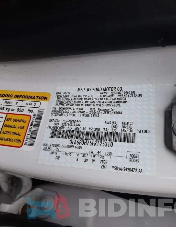 3FA6P0H75FR125310 Photo# 12