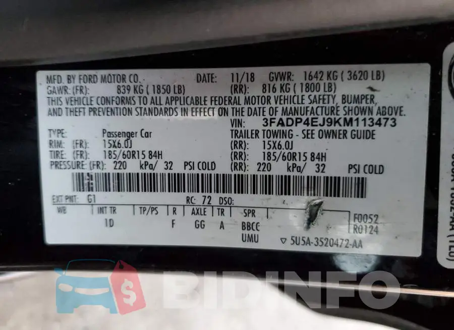 3FADP4EJ9KM113473 Photo# 12