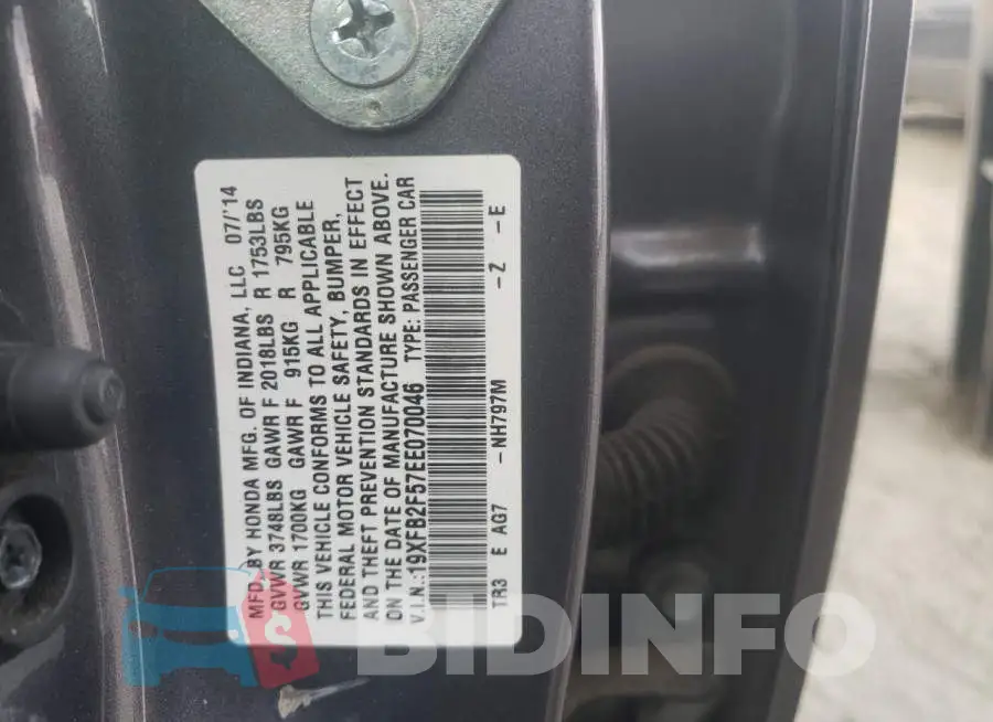 19XFB2F57EE070046 Photo# 10