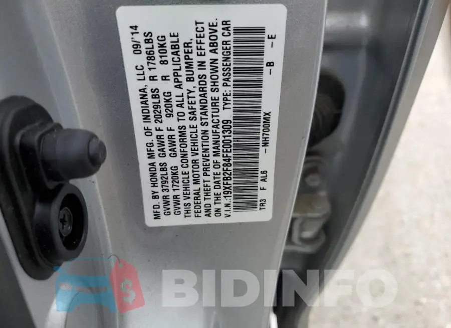 19XFB2F84FE001309 Photo# 12