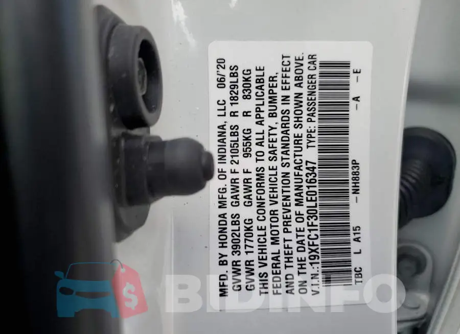19XFC1F30LE016347 Photo# 10