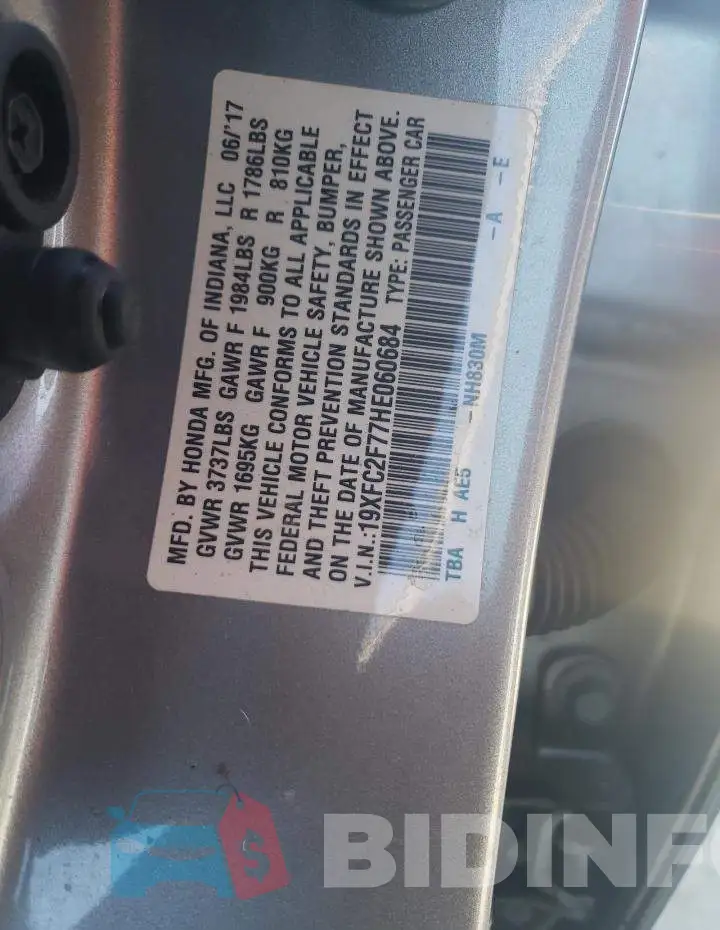 19XFC2F77HE060684 Photo# 10