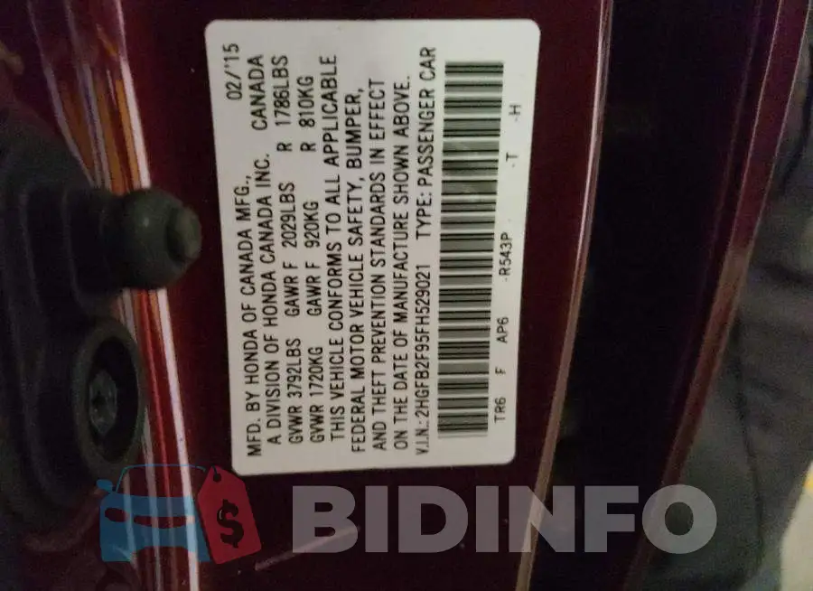 2HGFB2F95FH529021 Photo# 12