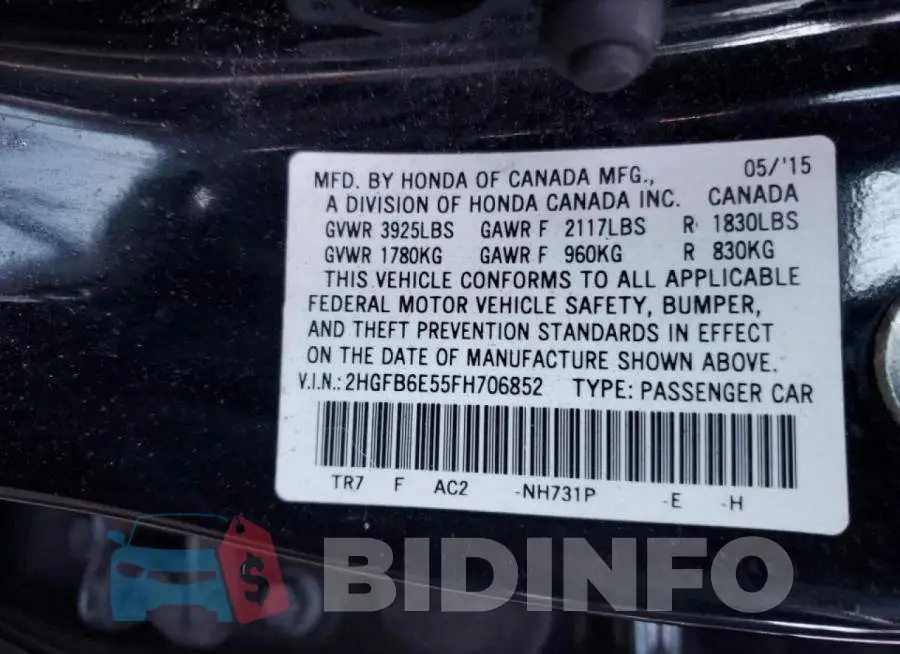2HGFB6E55FH706852 Photo# 12