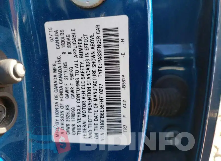 2HGFB6E56FH710277 Photo# 10