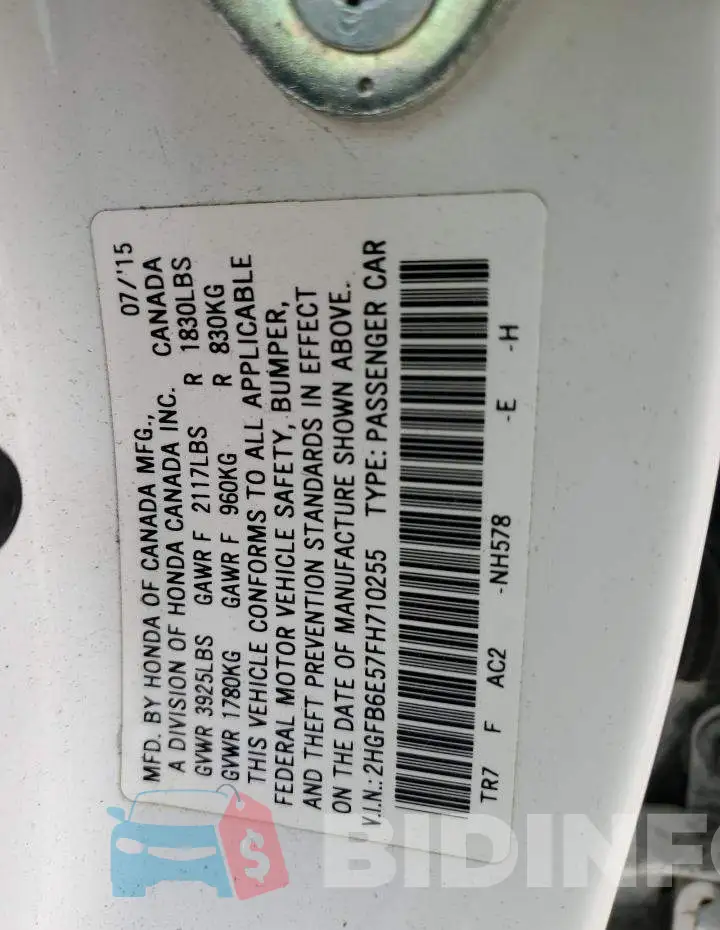 2HGFB6E57FH710255 Photo# 10