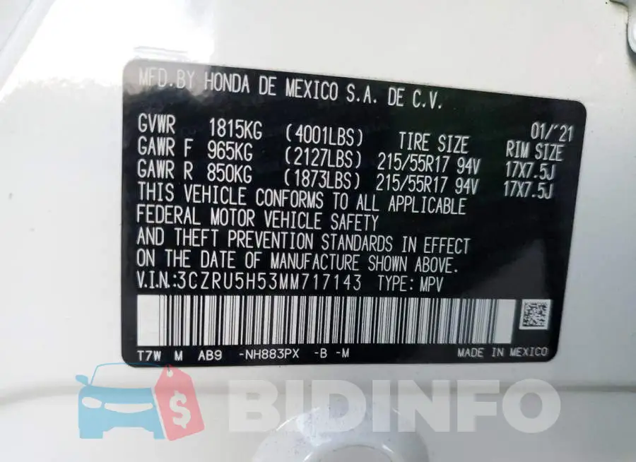 3CZRU5H53MM717143 Photo# 12