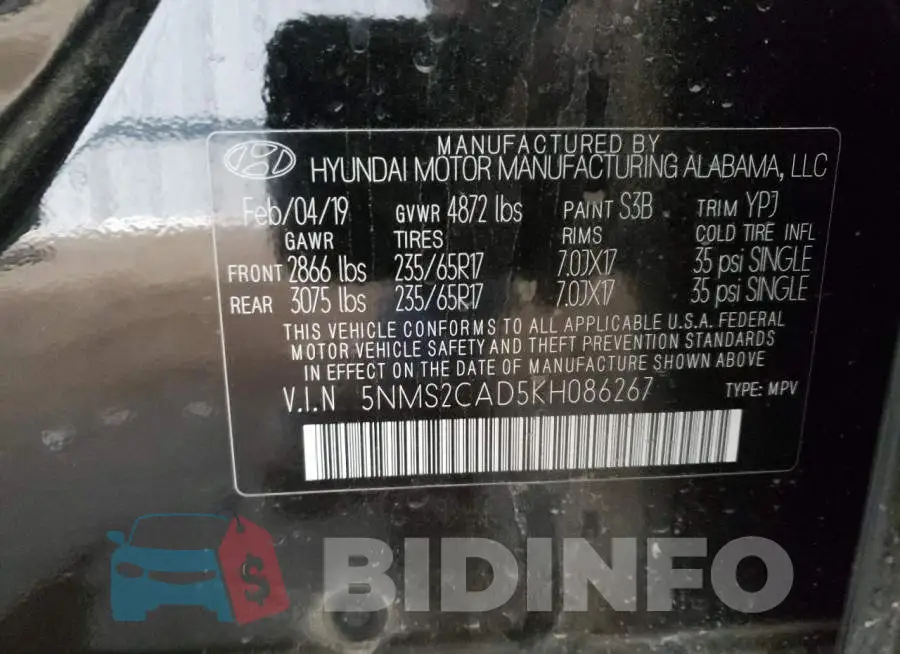 5NMS2CAD5KH086267 Photo# 13