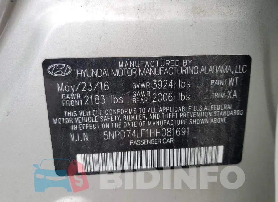 5NPD74LF1HH081691 Photo# 12