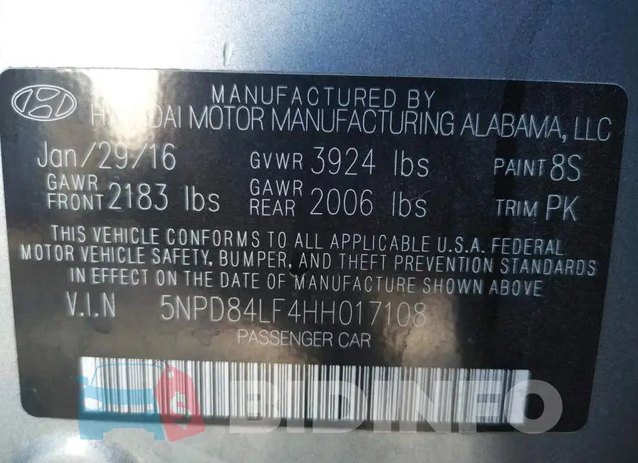 5NPD84LF4HH017108 Photo# 12