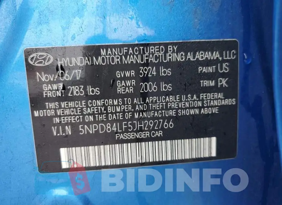 5NPD84LF5JH292766 Photo# 13