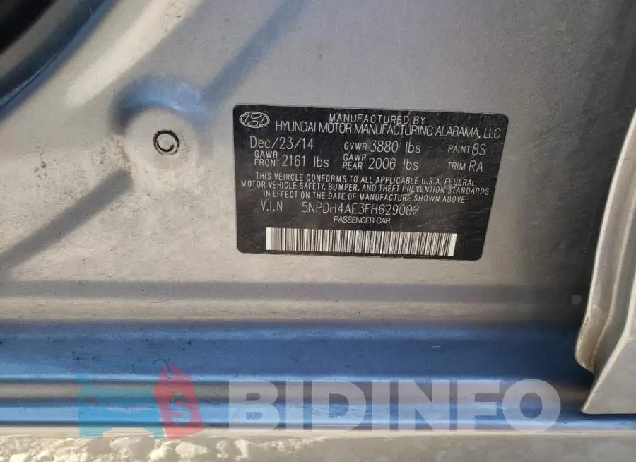 5NPDH4AE3FH629002 Photo# 10