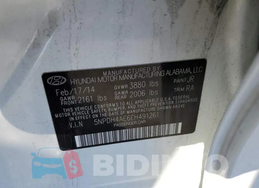 5NPDH4AE6EH491261 Photo# 12
