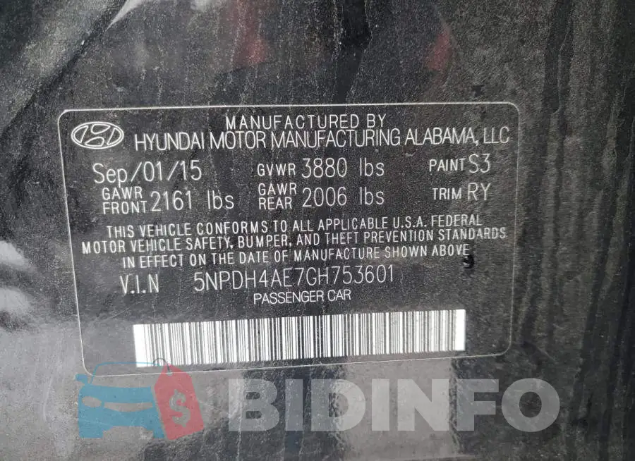 5NPDH4AE7GH753601 Photo# 12