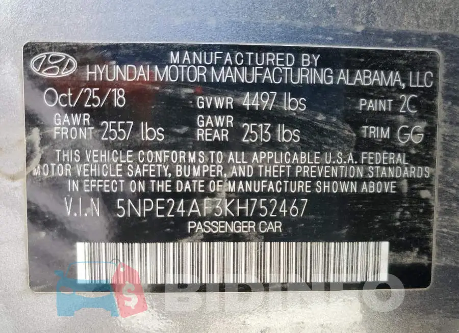 5NPE24AF3KH752467 Photo# 12