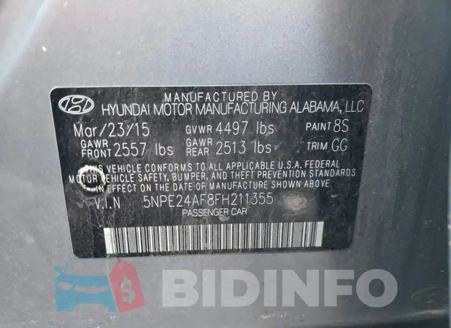 5NPE24AF8FH211355 Photo# 12