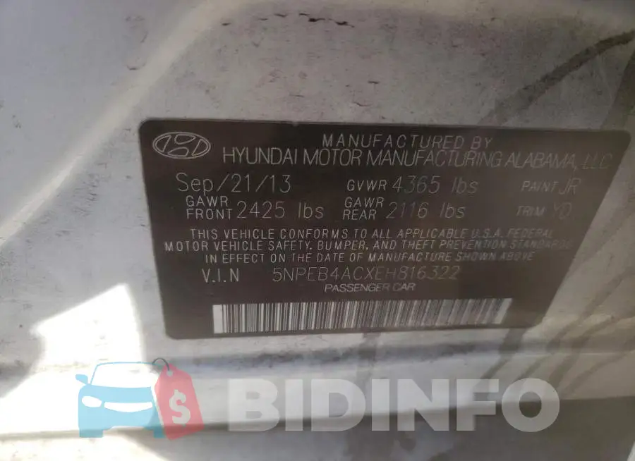 5NPEB4ACXEH816322 Photo# 10