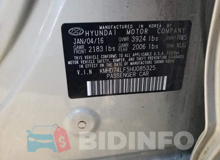 KMHD74LF5HU085325 Photo# 12