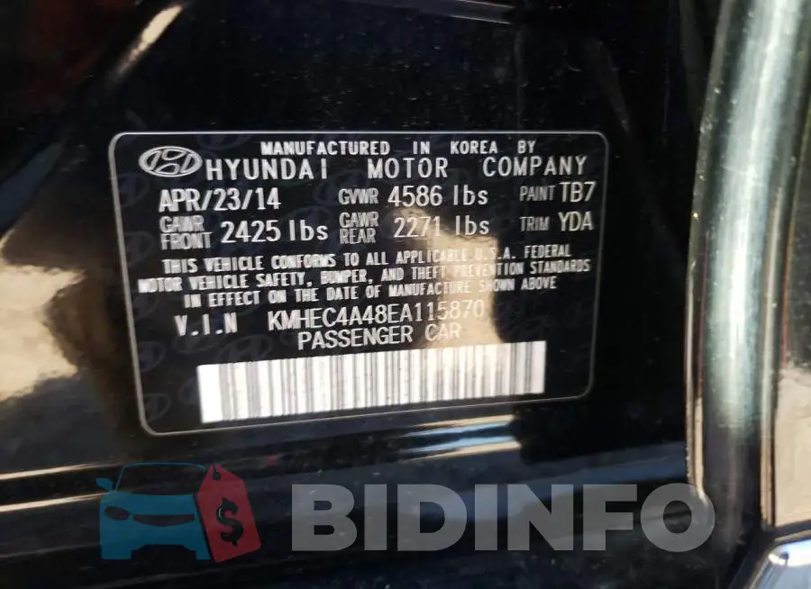 KMHEC4A48EA115870 Photo# 12