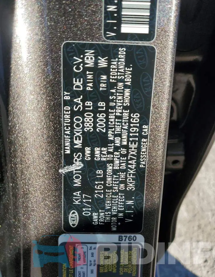3KPFK4A7XHE119166 Photo# 13