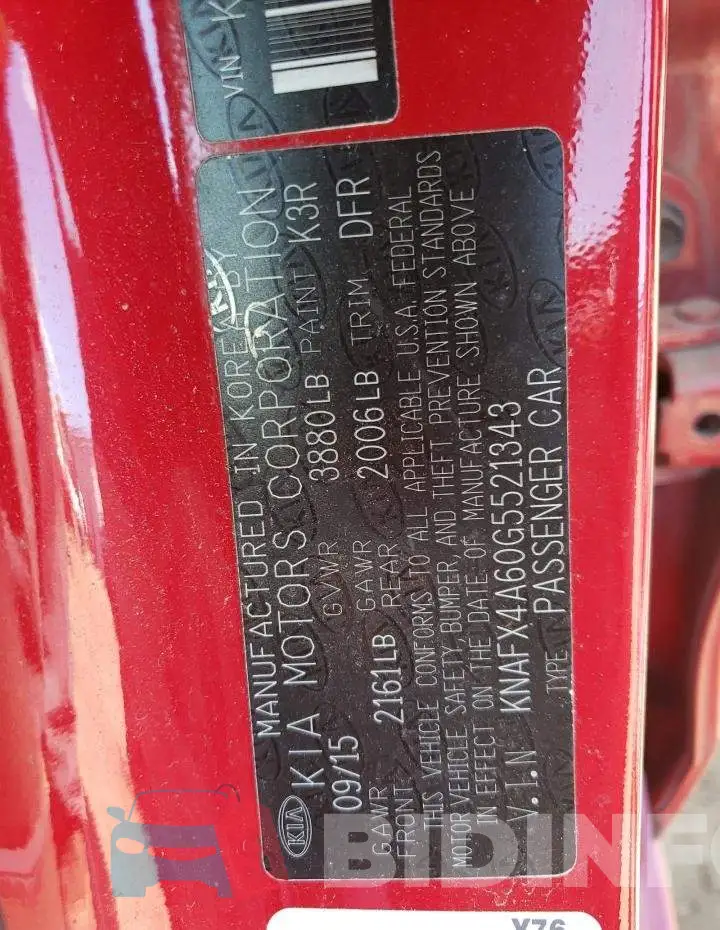KNAFX4A60G5521343 Photo# 10