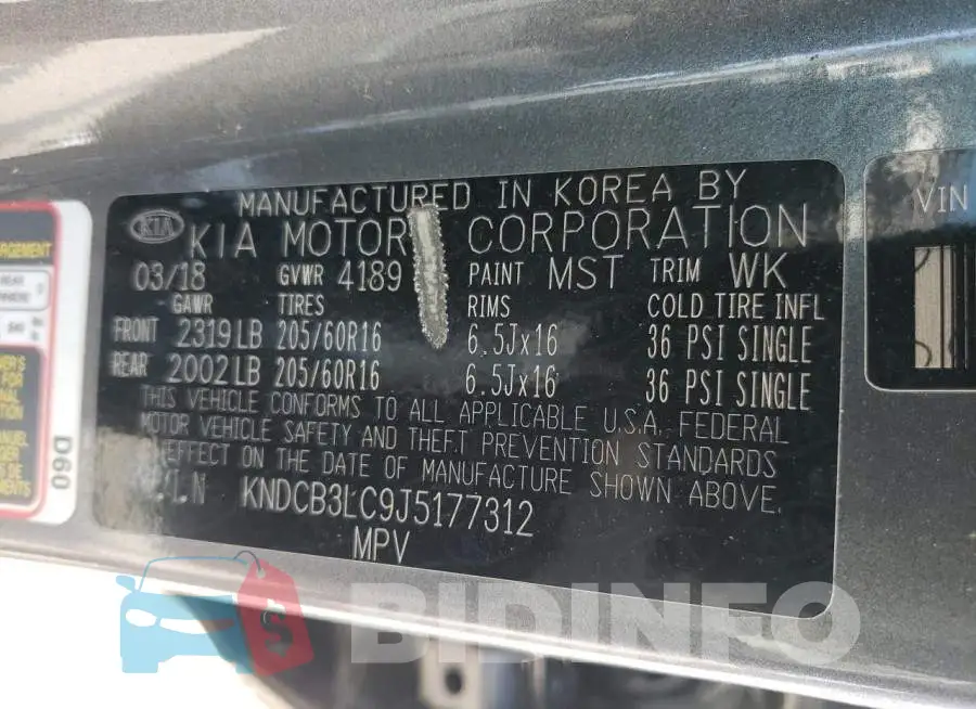 KNDCB3LC9J5177312 Photo# 10