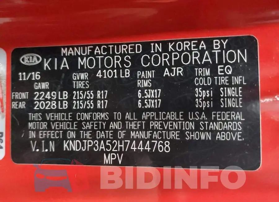 KNDJP3A52H7444768 Photo# 13