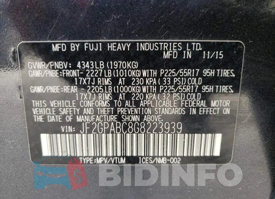 JF2GPABC8G8223939 Photo# 10