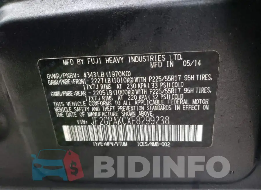 JF2GPAKCXE8299238 Photo# 13