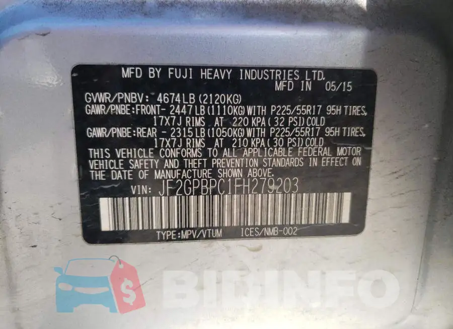 JF2GPBPC1FH279203 Photo# 13