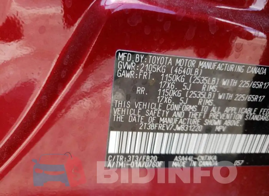 2T3BFREV7JW831220 Photo# 10