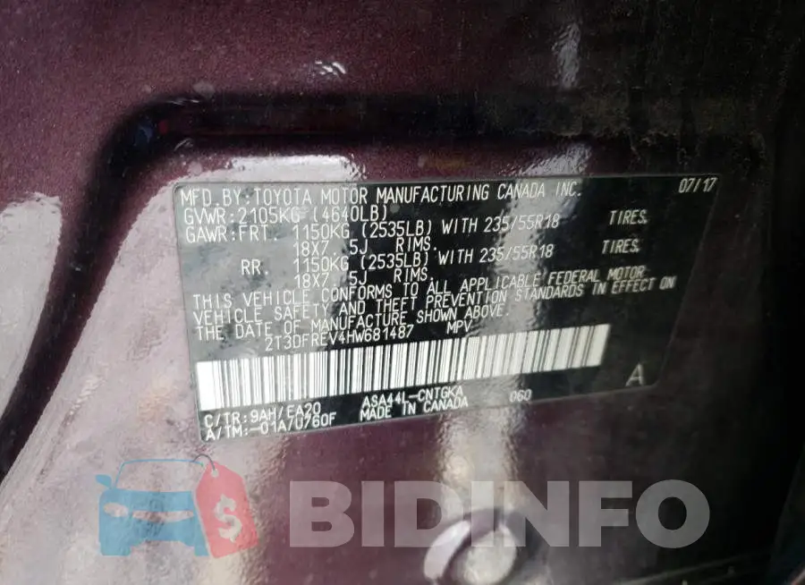 2T3DFREV4HW681487 Photo# 12