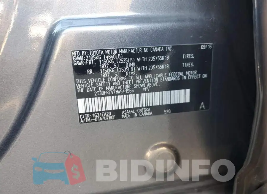 2T3DFREV7HW541966 Photo# 12