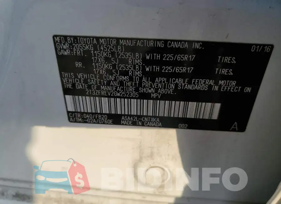 2T3ZFREV2GW252305 Photo# 10