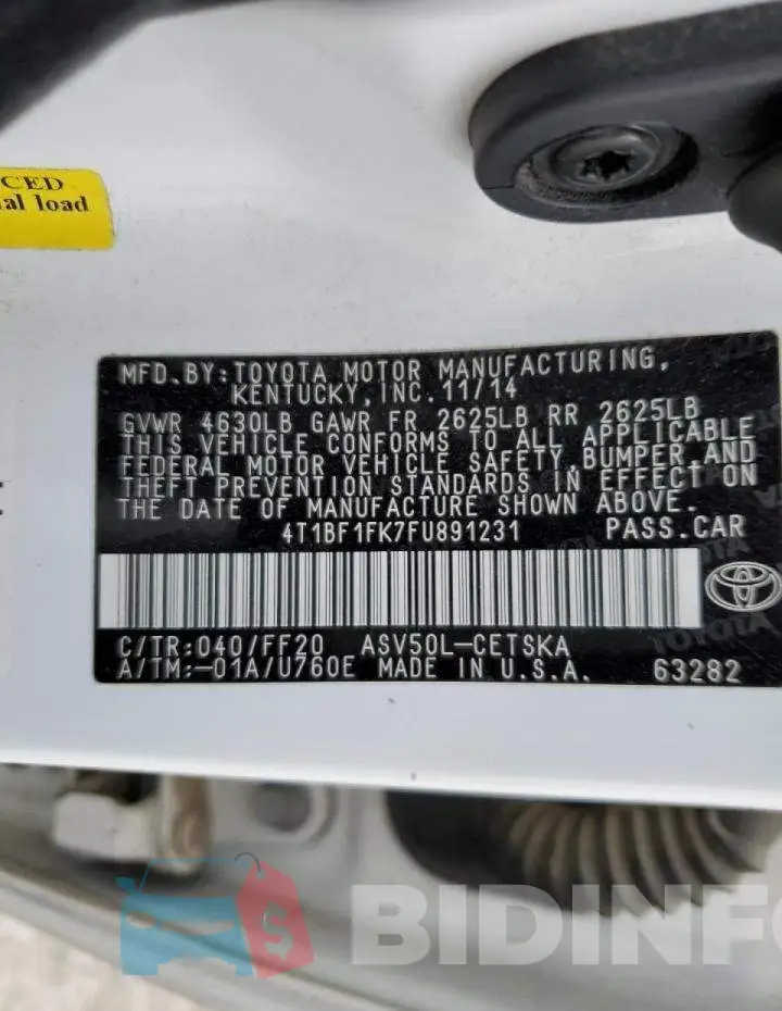 4T1BF1FK7FU891231 Photo# 12