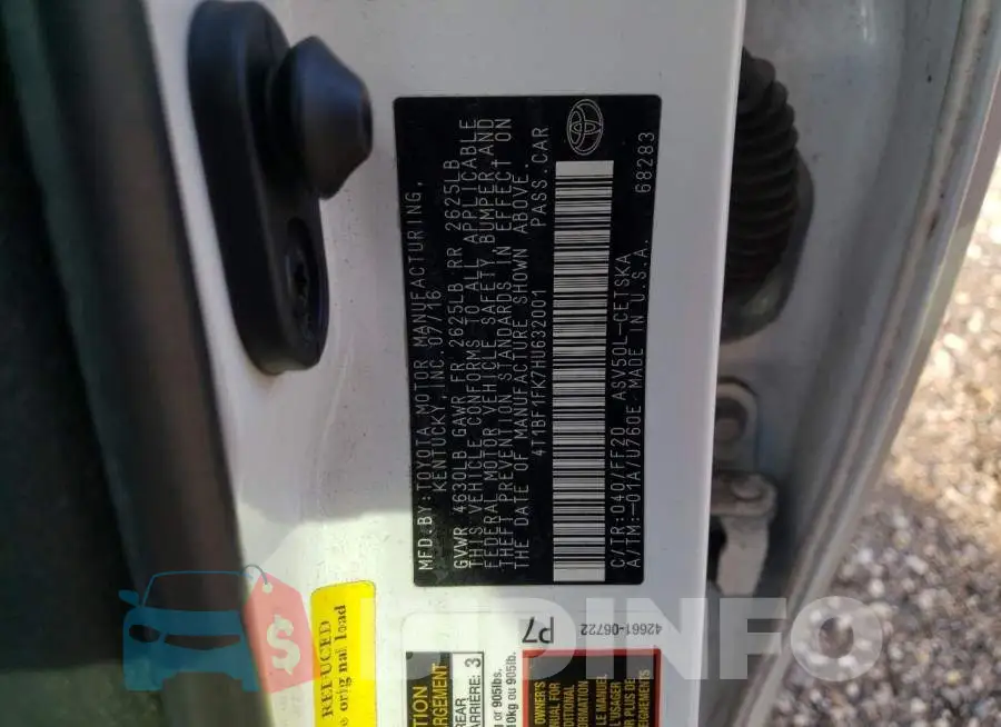 4T1BF1FK7HU632001 Photo# 10