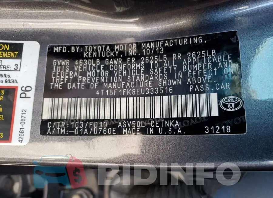 4T1BF1FK8EU333516 Photo# 10