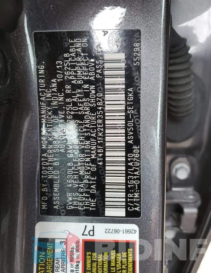 4T4BF1FK2ER354870 Photo# 12