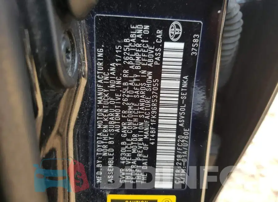 4T4BF1FK9GR537055 Photo# 10