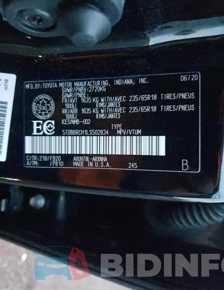 5TDBBRCH1LS502834 Photo# 13