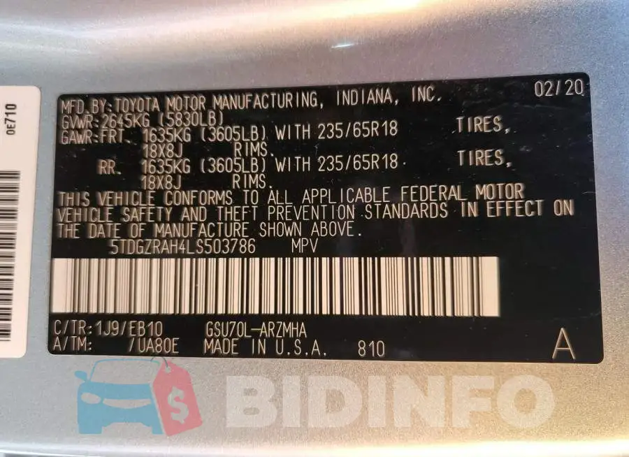 5TDGZRAH4LS503786 Photo# 13