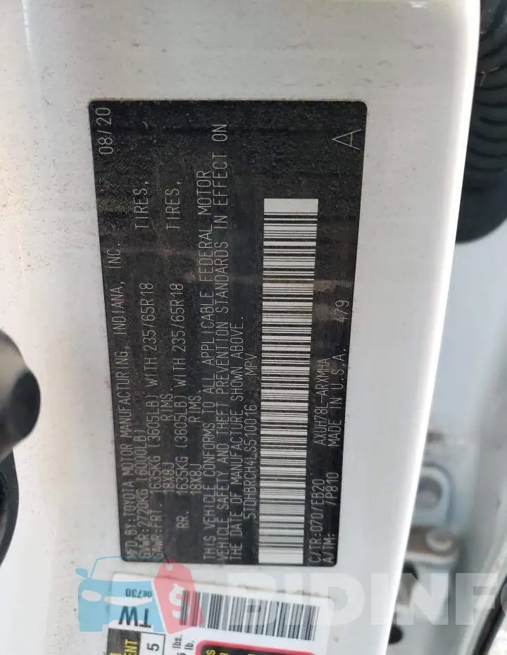 5TDHBRCH4LS510016 Photo# 13