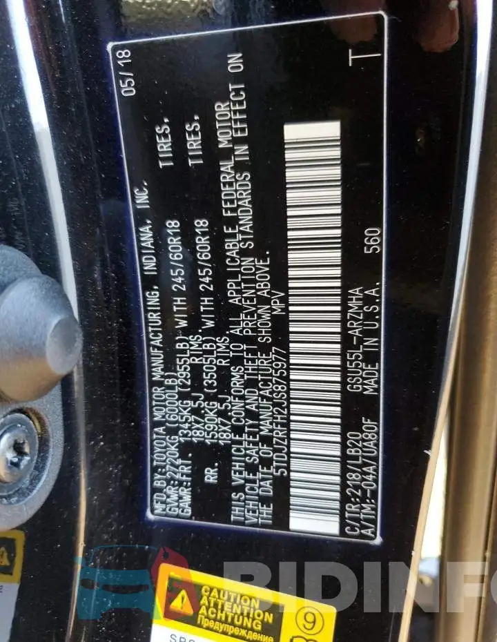 5TDJZRFH2JS875977 Photo# 10