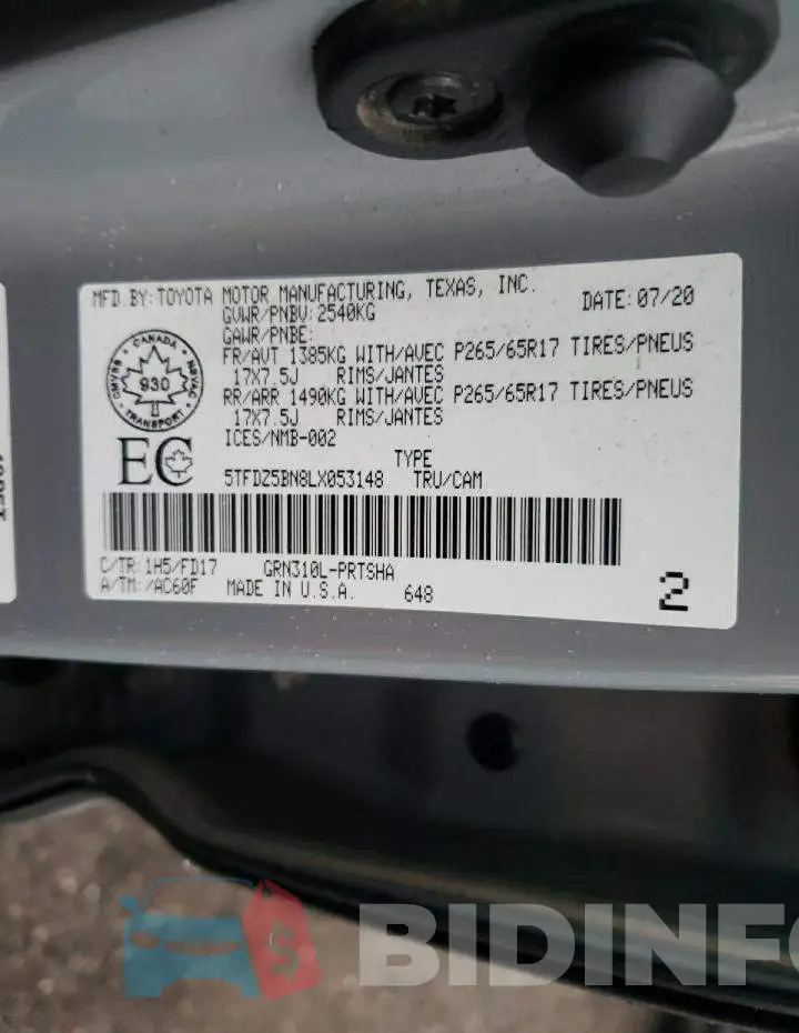 5TFDZ5BN8LX053148 Photo# 12
