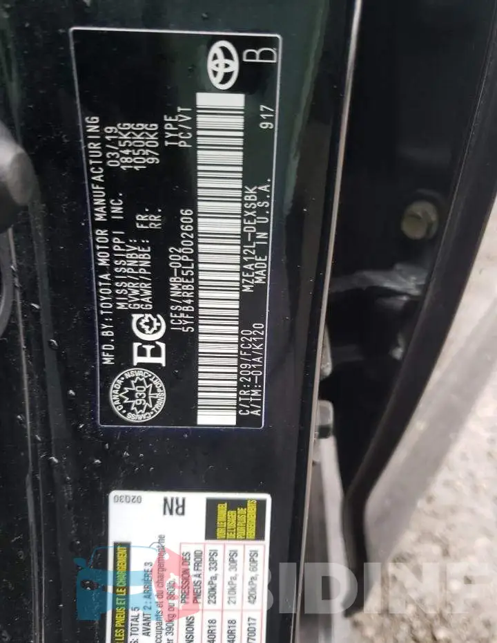 5YFB4RBE5LP002606 Photo# 13