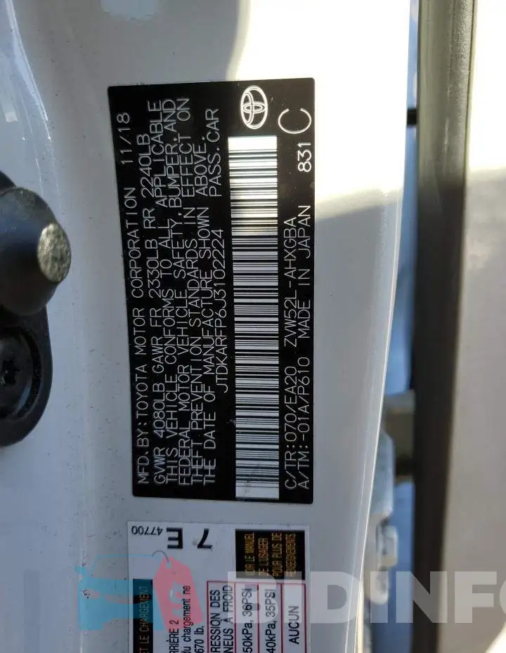 JTDKARFP6J3102224 Photo# 13