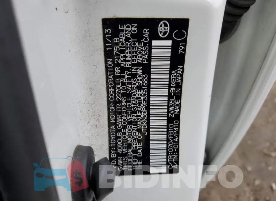 JTDKN3DP9E3051683 Photo# 12