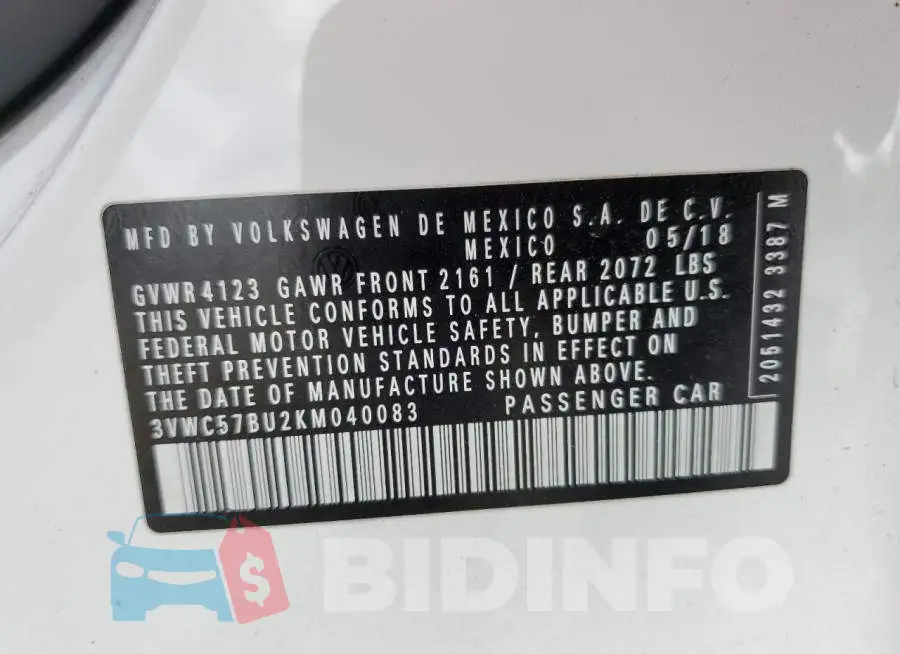 3VWC57BU2KM040083 Photo# 13