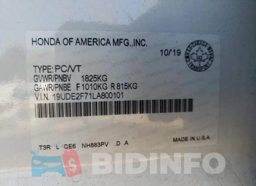 19UDE2F71LA800101 Photo# 13