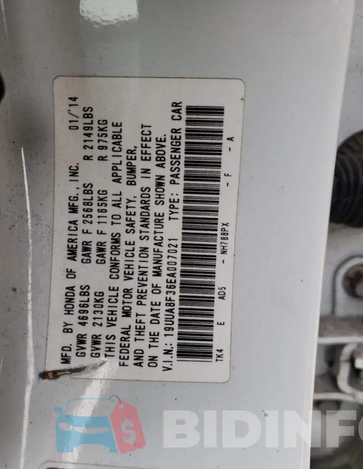 19UUA8F36EA007021 Photo# 12
